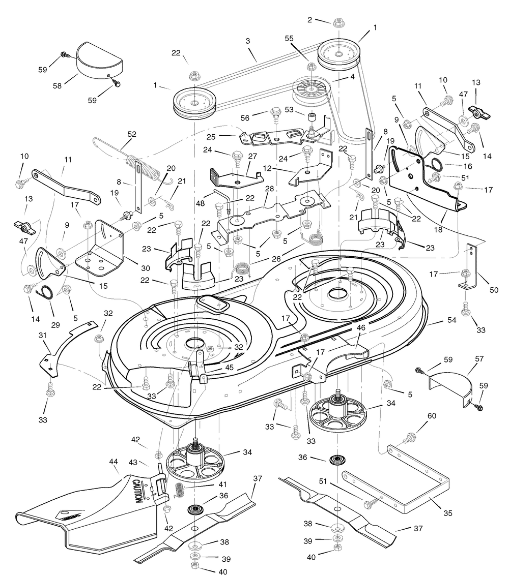 Mower Housing Diagram and Parts List for 405627X51A 2007 Briggs and Stratton Lawn Tractor